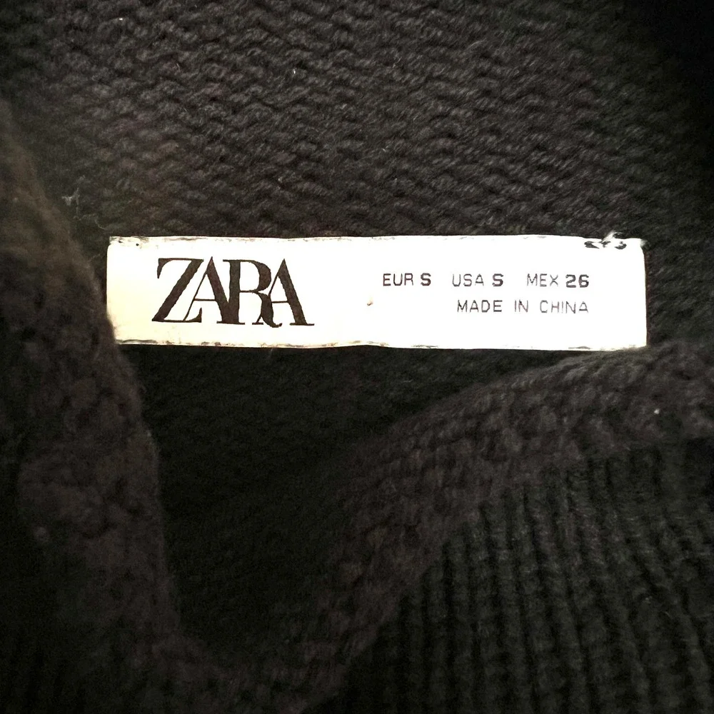 Black‎ Cropped Mock Neck Exposed Seam Knit Sweater Women Small Grunge Goth Y2K